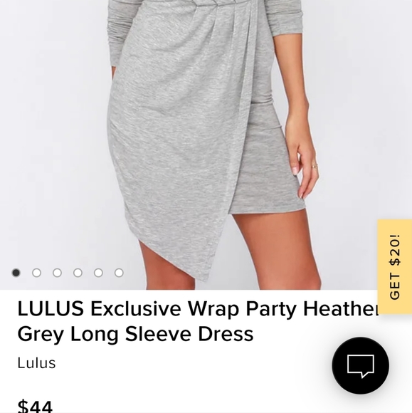 NWOT - Lulu's - LULUS Exclusive Wrap Party Heather Grey Long Sleeve Dress - XS - Picture 5 of 6